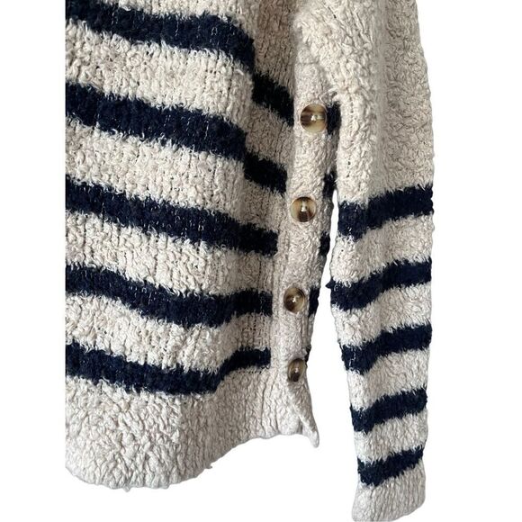 Madewell Mariner Stripe Turtleneck Sweater Size Medium Cream Navy - Picture 10 of 13